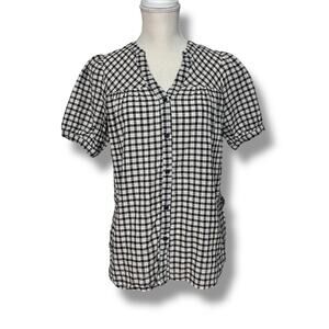 The Nines by Hatch Black and White Plaid Button Up Size XS
